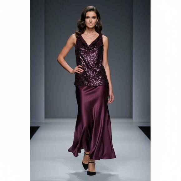 DS by Debbie Shuchat Sequin Tank Top Women's Size M Purple Sleeveless Party Cami - Picture 3 of 16